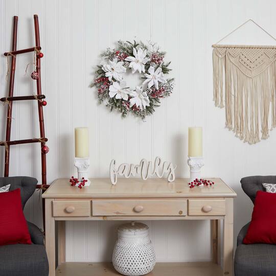 22" Snowed Magnolia & Berry Wreath